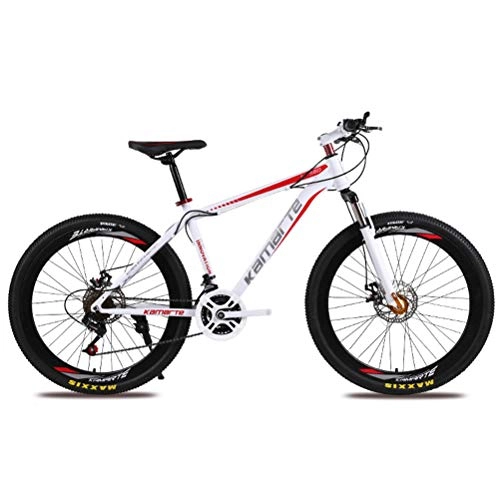 Fat Tyre Bike : 26 Inches Mountain Bike 21 Speed Wheels Dual Suspension Bicycle Disc Brakes Carbon Steel Frame, Red