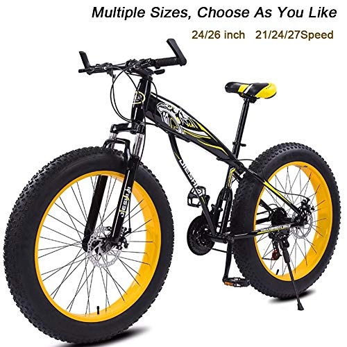 Fat Tyre Bike : 4.0 Fat Tire Mountain Bike Dual Disc Brakes Mountain Bicycle Country Gearshift Bicycle With Aluminum Pedals Comfortable Seat For Adult Men And Women Over 160cm ( Color : 24 Speed , Size : 24inch )