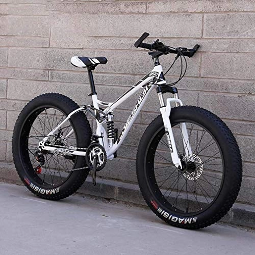 Fat Tyre Bike : Adult Fat Tire Mountain Bike, Beach Snow Bike, Double Disc Brake Bikes, Lightweight High-Carbon Steel Frame Bicycle, 26 Inch Wheels