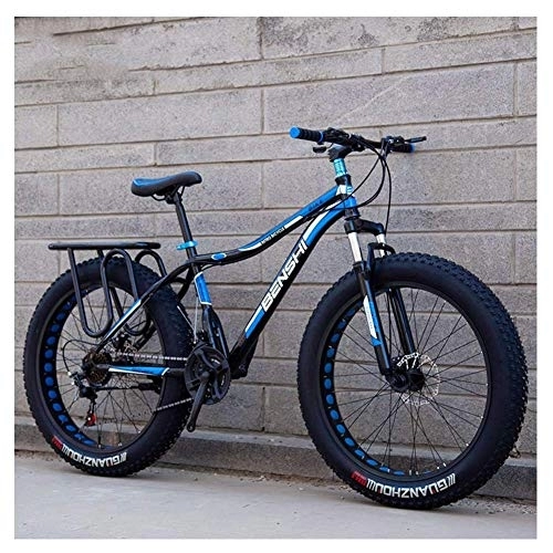Fat Tyre Bike : Adult Fat Tire Mountain Bikes, Dual Disc Brake Hardtail Mountain Bike, Front Suspension Bicycle, Women All Terrain Mountain Bike, Blue B, 26 Inch 21 Speed