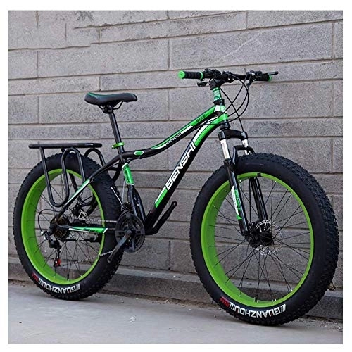Fat Tyre Bike : Adult Fat Tire Mountain Bikes, Dual Disc Brake Hardtail Mountain Bike, Front Suspension Bicycle, Women All Terrain Mountain Bike, Green A, 24 Inch 24 Speed