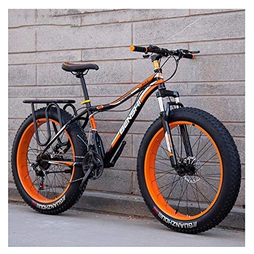 Fat Tyre Bike : Adult Fat Tire Mountain Bikes, Dual Disc Brake Hardtail Mountain Bike, Front Suspension Bicycle, Women All Terrain Mountain Bike, Orange A, 26 Inch 24 Speed