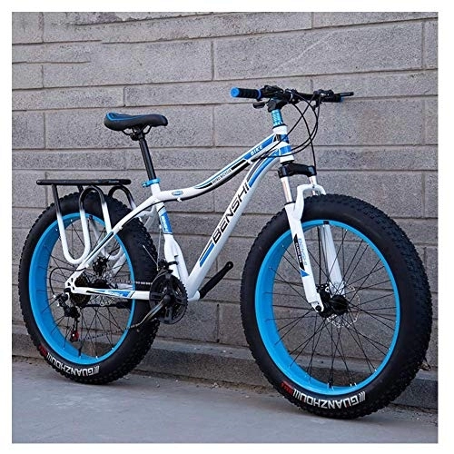 Fat Tyre Bike : Adult Fat Tire Mountain Bikes, Dual Disc Brake Hardtail Mountain Bike, Front Suspension Bicycle, Women All Terrain Mountain Bike, White C, 24 Inch 27 Speed