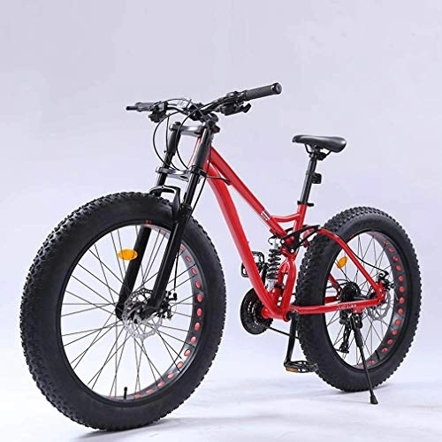 Fat Tyre Bike : Adult Mens Fat Tire Mountain Bike, Variable Speed Snow Beach Bikes, Double Disc Brake Bicycle, Off-Road Travel Bicycles, 26 Inch Wheels