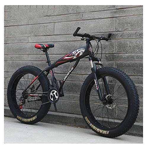 Fat Tyre Bike : Adult Mountain Bikes, Boys Girls Fat Tire Mountain Trail Bike, Dual Disc Brake Hardtail Mountain Bike, High-Carbon Steel Frame, Bicycle, Blue E, 26 inch 21 Speed, Red C, 26 Inch 24 Speed