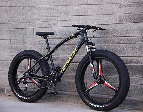 Fat Tyre Bike : All Terrain Mountain Bicycle, 26 Inch Fat Tire Hardtail Mountain Bike, Dual Suspension Frame And Suspension Fork, Men's And Women Adult, (Color : Black 3 impeller, Size : 24 speed)