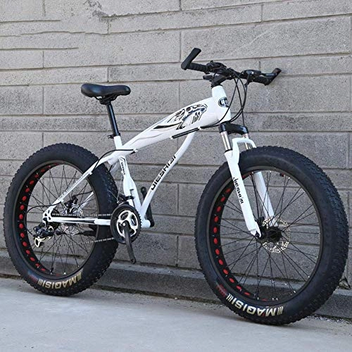 Fat Tyre Bike : AUTOKS Women Mountain Bikes, Dual Disc Brake Fat Tire Mountain Trail Bike Highcarbon Steel Frame Double Disc Brake / HighCarbon Steel Frame Cruiser Bikes 26 Inch