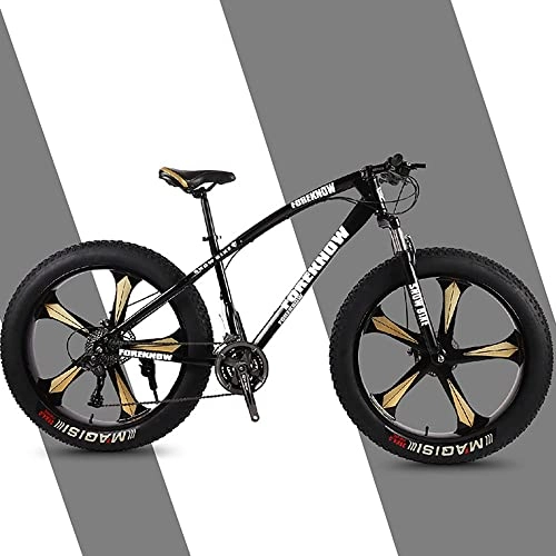 Fat Tyre Bike : Bananaww 26-inch Mountain Bike, 7 / 21 / 24 / 27 / 30 Speed Adult Fat Tire Mountain Trail Bike With High Carbon Steel Frame and Double Disc Brake, Front Suspension Men and Women's Mountain Bicycles