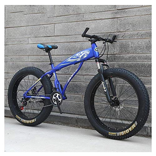 Fat Tyre Bike : BCX Adult Mountain Bikes, Boys Girls Fat Tire Mountain Trail Bike, Dual Disc Brake Hardtail Mountain Bike, High-Carbon Steel Frame, Bicycle, Blue E, 26 inch 21 Speed, Blue D, 24 Inch 27 Speed