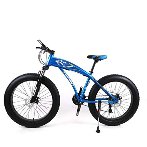 Fat Tyre Bike : Bdclr 21-speed 24inch, 26inch Snowmobile Wide tire Disc brake damping Student bicycle Mountain Bike, Blue, 26inch