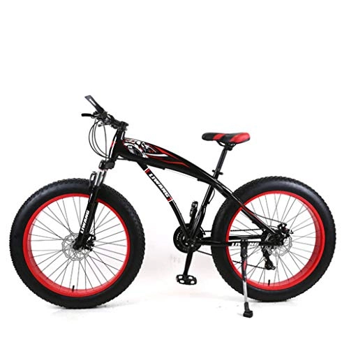Fat Tyre Bike : Bdclr 27-speed 24inch, 26inch Snowmobile Wide tire Disc brake damping Student bicycle Mountain Bike, Red, 24inch