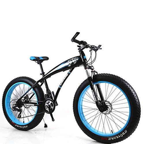 Fat Tyre Bike : Bdclr Suitable for height 57-69 inches, 27-speed snowmobile wide tire disc brakes shock absorber student bicycle mountain bike, Black, 26inch