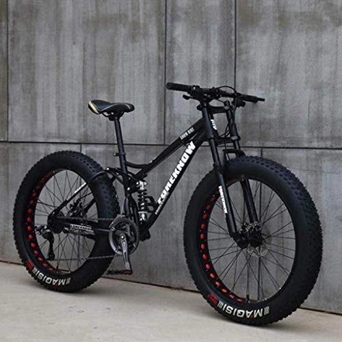 Fat Tyre Bike : Bicycle, Mountain Bike, Fat Tire Mountain Bike, Soft Tail Bike, 24 inch 7 / 21 / 24 / 27 Speed Bike, Men Women Student Variable Speed Bike 6-11, Black, 27 Speed SHIYUE (Color : Black, Size : 27 speed)