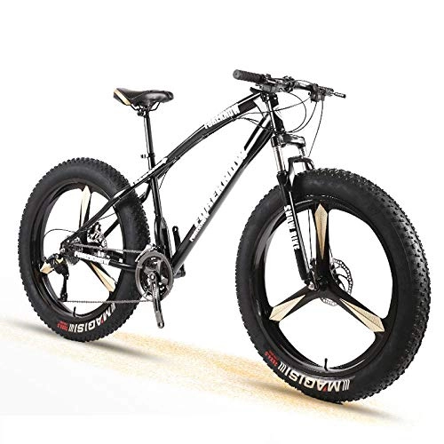 Fat Tyre Bike : Bike Adult Men and Women Mountain Cross Country Wide Tire Speed Student Disc Brakes Shock Absorber Bicycle-Black_7 Speed