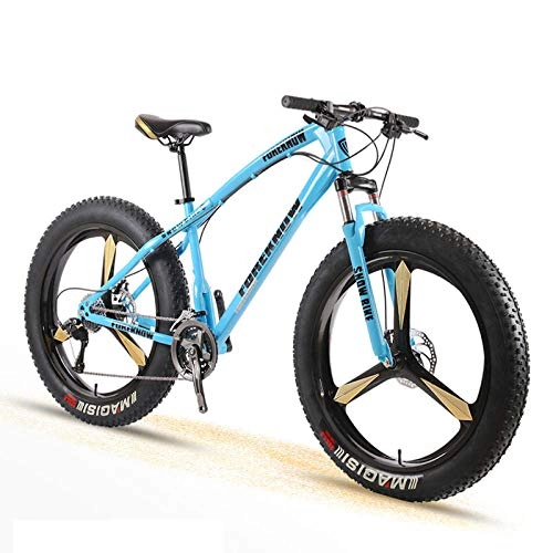Fat Tyre Bike : Bike Adult Men and Women Mountain Cross Country Wide Tire Speed Student Disc Brakes Shock Absorber Bicycle-Blue_7 Speed