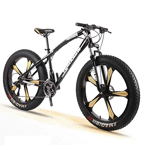 Fat Tyre Bike : Bike Bicycle Adult Men and Women Mountain Cross Country Wide Tire Speed Student Disc Brakes Shock 26 Inch Five Knife Wheel-Black_21 Speed