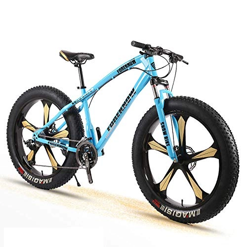 Fat Tyre Bike : Bike Bicycle Adult Men and Women Mountain Cross Country Wide Tire Speed Student Disc Brakes Shock 26 Inch Five Knife Wheel-Blue_27 Speed