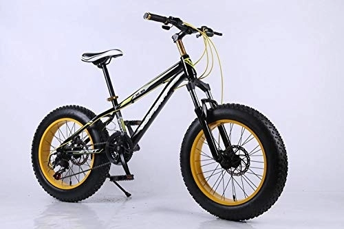 Fat Tyre Bike : Bike Bike Mountain Bikes Exercise Bike for Home Bike Male and Female Bicycles Fat Tire disc Brake MTB Mountain Bike Off-Road Gear Reduction Beach Bike-Black Gold_24 Speed