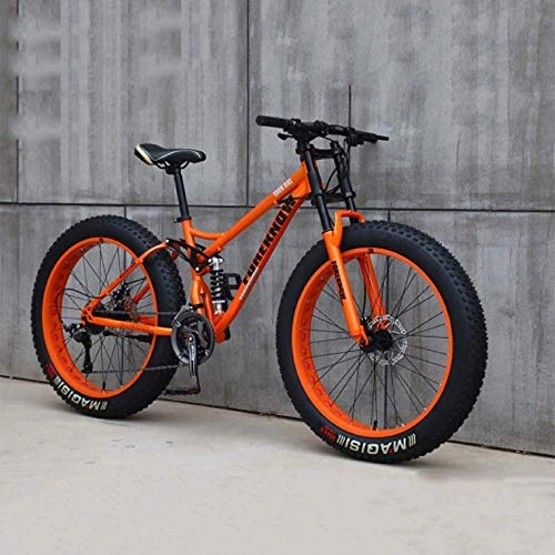 Fat Tyre Bike : BYLUNTA Bicycle, Mountain Bike, 26 Inch 7 / 21 / 24 / 27 Speed Bike, Men Women Student Variable Speed Bike, Fat Tire Mens Mountain Bike, orange, 24 speed