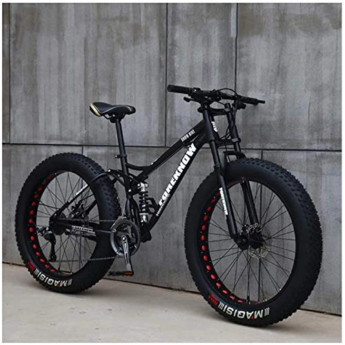 Fat Tyre Bike : CDFC Fat Tire mountain bike, 26 inch mountain bike bicycle with disc brakes, frames from carbon steel, MTB For Men And Women, 7 Speed