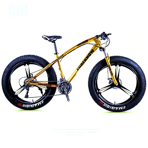 Fat Tyre Bike : CHICAI High-carbon Student Bike Adult 26-inch Beach Snow Fat Bike Mountain Cross-country Steel Ultra-wide Tire Sports Bike 21-30speed Low-speed Racing (Size : 21-speed)