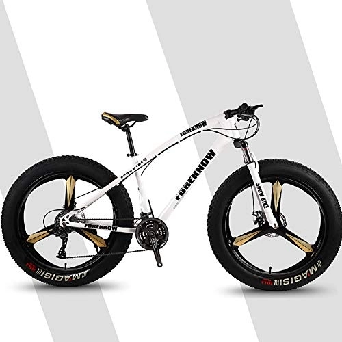 Fat Tyre Bike : CJF 26 Inch Mountain Bikes Fat Tire Mountain Trail Bike Dual Disc Brake Snow Bicycle with High-Carbon Steel Frame, 21 Speed, A
