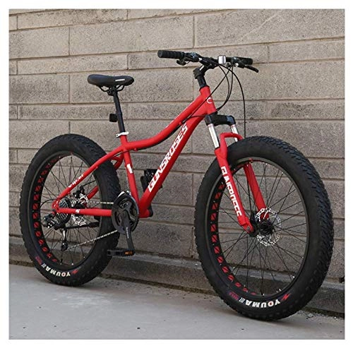 Fat Tyre Bike : Cxmm 26 inch Mountain Bikes, High-Carbon Steel Hardtail Mountain Bike, Fat Tire All Terrain Mountain Bike, Women Men's Anti-Slip Bikes, Blue, 21 Speed 3 Spoke, Red, 27 Speed Spoke