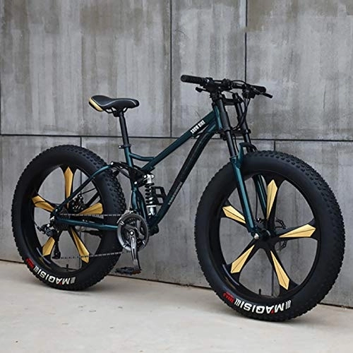 Fat Tyre Bike : DULPLAY Cruiser Bicycle Beach Ride Travel Sport Mountain Bikes, Adult Road Bike, Fat Bike 26 Inch 27 Speed Mountain Bicycle Cyan 5 Spoke 26", 27-speed