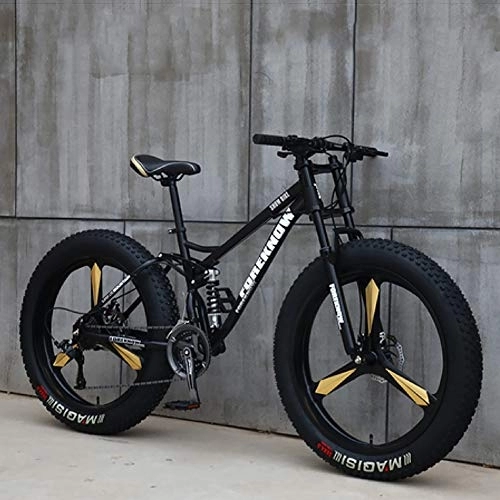 Fat Tyre Bike : DULPLAY Men Women Student Variable Speed Bike, Bicycle, Fat Tire Mountain Bike, 26 Inch Variable Speed Mountain Bikes Black 3 Spoke 26", 21-speed