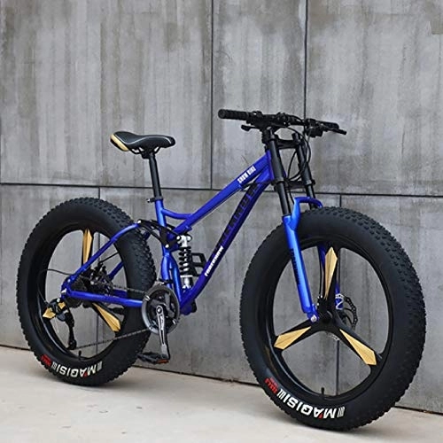 Fat Tyre Bike : DULPLAY Men Women Student Variable Speed Bike, Bicycle, Fat Tire Mountain Bike, 26 Inch Variable Speed Mountain Bikes Blue 3 Spoke 26", 24-speed