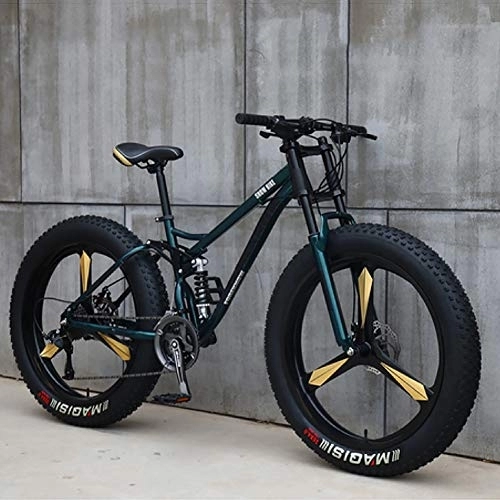 Fat Tyre Bike : DULPLAY Men Women Student Variable Speed Bike, Bicycle, Fat Tire Mountain Bike, 26 Inch Variable Speed Mountain Bikes Cyan 3 Spoke 26", 21-speed