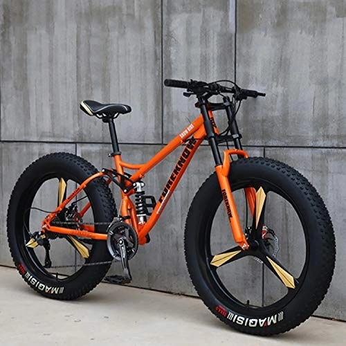 Fat Tyre Bike : DULPLAY Men Women Student Variable Speed Bike, Bicycle, Fat Tire Mountain Bike, 26 Inch Variable Speed Mountain Bikes Orange 3 Spoke 26", 27-speed