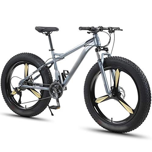 Fat Tyre Bike : DXIUMZHP Dual Suspension Snowmobiles, ATVs, Mountain Bikes, 4.0 Super Wide Tires Bicycle, Unisex Variable Speed Off-road Vehicle, 7 / 21 / 24 / 27 / 30-speed (Color : Gray, Size : 7-speed)