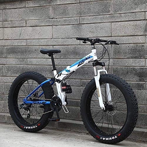 Fat Tyre Bike : FanYu Mountain Bikes 20Inch Fat Tire Hardtail Men s Mountain Bike Dual Suspension Frame And Suspension Fork All Terrain Mountain Bicycle Adult-Blue_21 speed