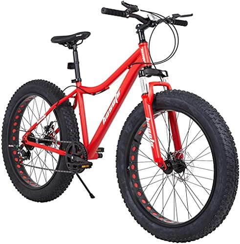 Fat Tyre Bike : Fat Tire Mens Mountain Bikes, 26 inch 27 Speed Double Disc Brake Snow Bike, Suspension Fork High-Carbon Steel Frame Sand Bike