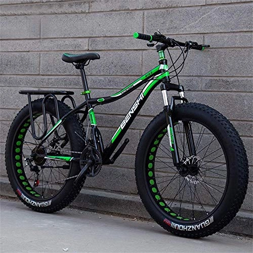 Fat Tyre Bike : Fat Wide Mountain Bike Big Tires Variable Speed Shock Absorption Snow Bike Beach Off-Road Adult Men and Women Double Bike-Green