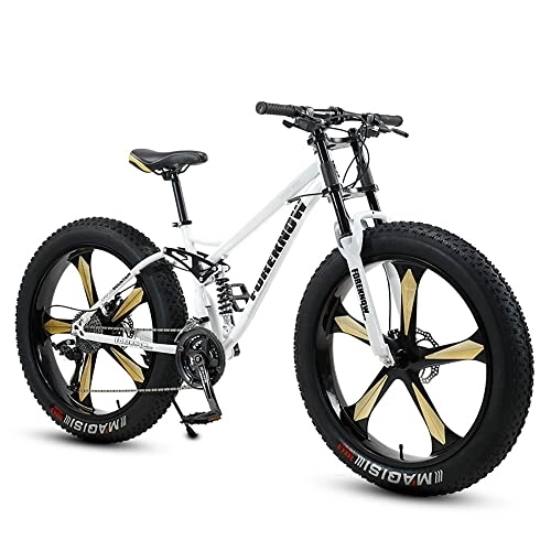 Fat Tyre Bike : FAXIOAWA 26 * 4.0 Inch Thick Wheel Mountain Bikes, Adult Fat Tire Mountain Trail Bike, 7 / 21 / 24 / 27 / 30 Speed Bicycle, High-carbon Steel Frame, Dual Full Suspension Dual Disc Brake Bicycle