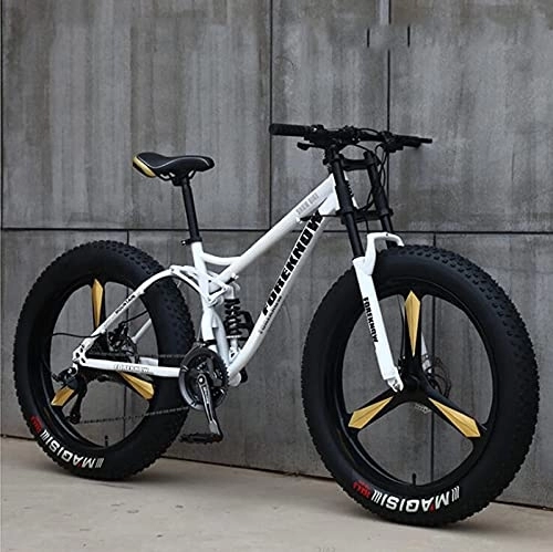 Fat Tyre Bike : FAXIOAWA Mountain Bikes, 26 Inch Fat Tire Hardtail Mountain Bike, Dual Suspension Frame and Suspension Fork All Terrain Mountain Bike Cyan 5 wheels- 21SPD (3 White Wheels 24SPD)