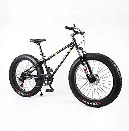 Fat Tyre Bike : G.Z Snow Bike, Carbon Steel Mountain Bike, 24 Inch 26 Inch Multi-Speed Adjustable Student Bike Road Bike, black, 24 inches