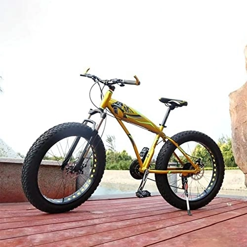Fat Tyre Bike : GaoGaoBei 21 Speed Fat Tire Full Suspension Mountain Bike / Beach Cruiser Bicycle For Men Beach Bicycle Atv Bicycle Snowbike And Beach Bicycle, Yellow, 26", Super