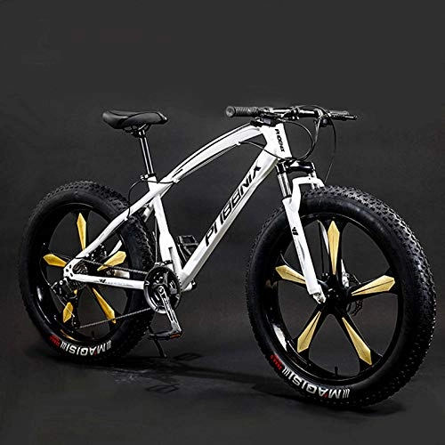 Fat Tyre Bike : GASLIKE Adult Fat Tire Mountain Bike, Snow Offroad Bikes, Beach Cruiser Bicycle, 26Inch 4.0 Wide Wheels Mens Women General Purpose, A, 27speed