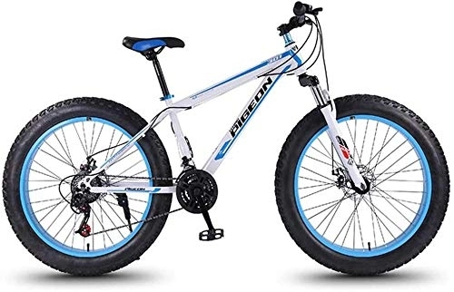 Fat Tyre Bike : GJZM 24 Speed Mountain Bikes 27.5 Inch Fat Tire Mountain Trail Bike High-carbon Steel Frame Men s Womens All Terrain Mountain Bike with Dual Disc Brake White