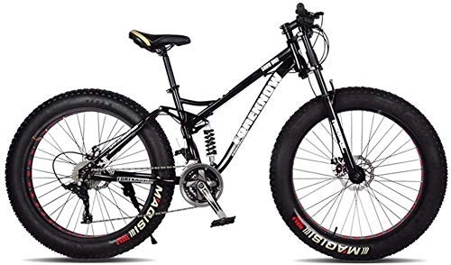Fat Tyre Bike : GQQ 24In Mountain Bike for Men and Women, High Carbon Steel Double Suspension Frame Variable Speed Bicycle, 21 / 24 / 27 Speed Outroad, B, 21 Speed, B