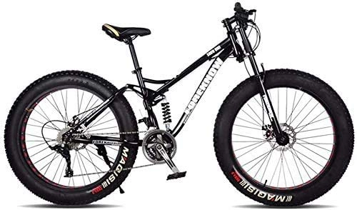 Fat Tyre Bike : GQQ 24In Mountain Bike for Men and Women, High Carbon Steel Double Suspension Frame Variable Speed Bicycle, 21 / 24 / 27 Speed Outroad, B, 21 Speed, B, 21 Speed