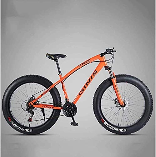 Fat Tyre Bike : GQQ 26-Inch Mountain Bikes, Dual Disc Brakes Fat Tire Mountain Bike Trail, Variable Speed Bicycle, Adjustable Seat Bicycle, High-Carbon, Black, 24 Speed Spoke, Red
