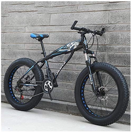 Fat Tyre Bike : GQQ Adult Mountain Bike, Mens Girls Bicycles, Hardtail MTB Disc Brakes, Variable Speed Bicycle Frame Made of Carbon Steel, Big Tire Bike, Blue B, 26 inch 21 Speed, Blue B, 26 inch 21 Speed