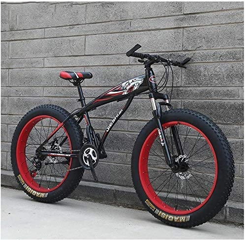 Fat Tyre Bike : GQQ Adult Mountain Bike, Mens Girls Bicycles, Hardtail MTB Disc Brakes, Variable Speed Bicycle Frame Made of Carbon Steel, Big Tire Bike, Blue B, 26 inch 21 Speed, Red a