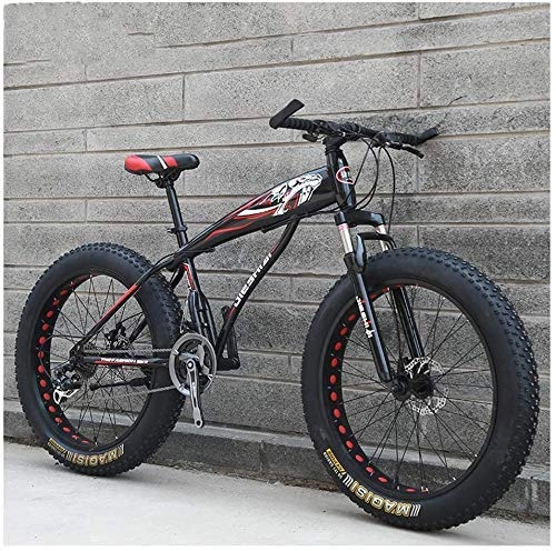 Fat Tyre Bike : GQQ Adult Mountain Bike, Mens Girls Bicycles, Hardtail MTB Disc Brakes, Variable Speed Bicycle Frame Made of Carbon Steel, Big Tire Bike, Blue B, 26 inch 21 Speed, Red B