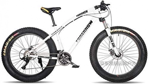 Fat Tyre Bike : GQQ Mountain Bikes, 24-Inch Fat Tire Hardtail Variable Speed Bicycle, Dual Suspension Frame and Suspension Fork Mountain Terrain, C, 21 Speed, C, 21 Speed