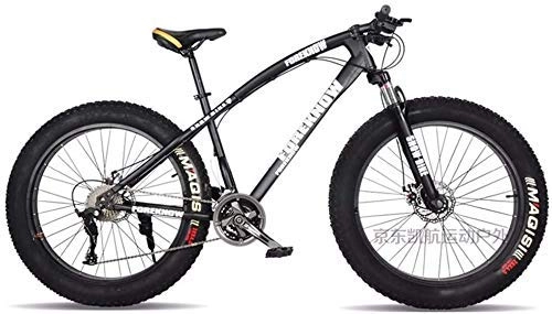 Fat Tyre Bike : GQQ Mountain Bikes, 24-Inch Fat Tire Hardtail Variable Speed Bicycle, Dual Suspension Frame and Suspension Fork Mountain Terrain, C, 21 Speed, D